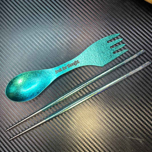 Green “Fruit For Thought” Spork & Chopsticks!