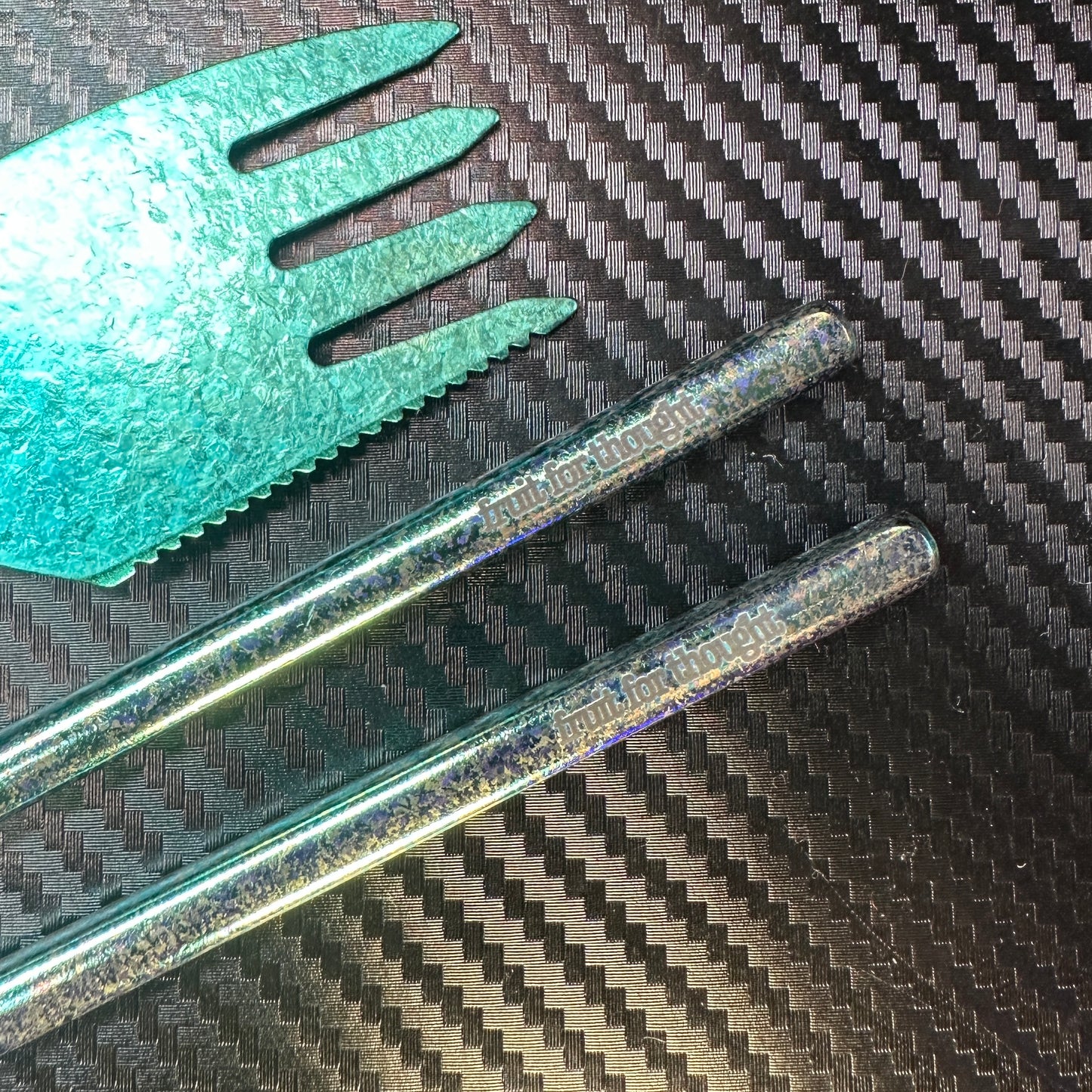 Green “Fruit For Thought” Spork & Chopsticks!