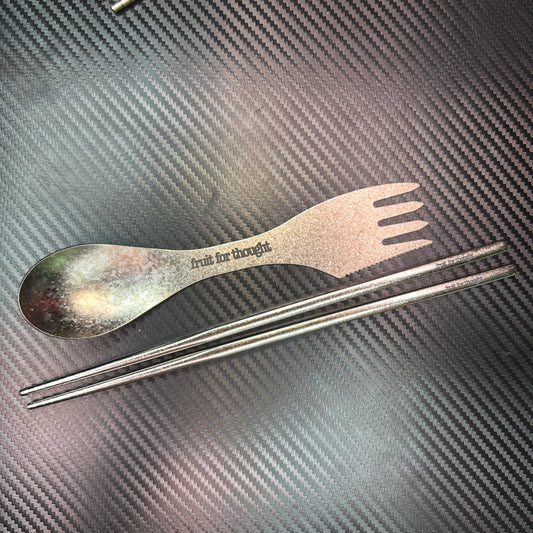 Silver “Fruit For Thought” Spork & Chopsticks!