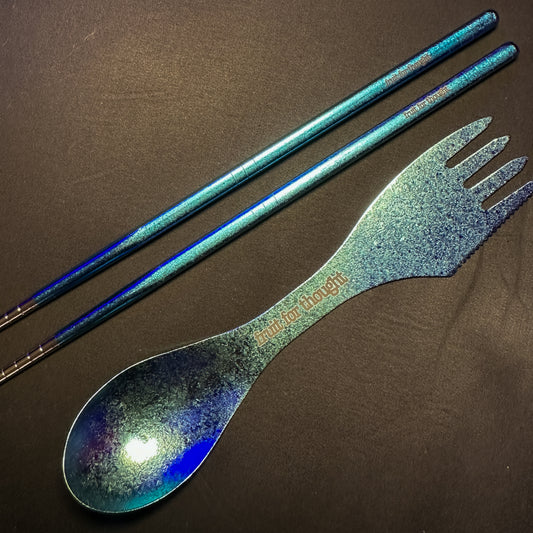 Blue "Fruit For Thought" Spork (with chopsticks)