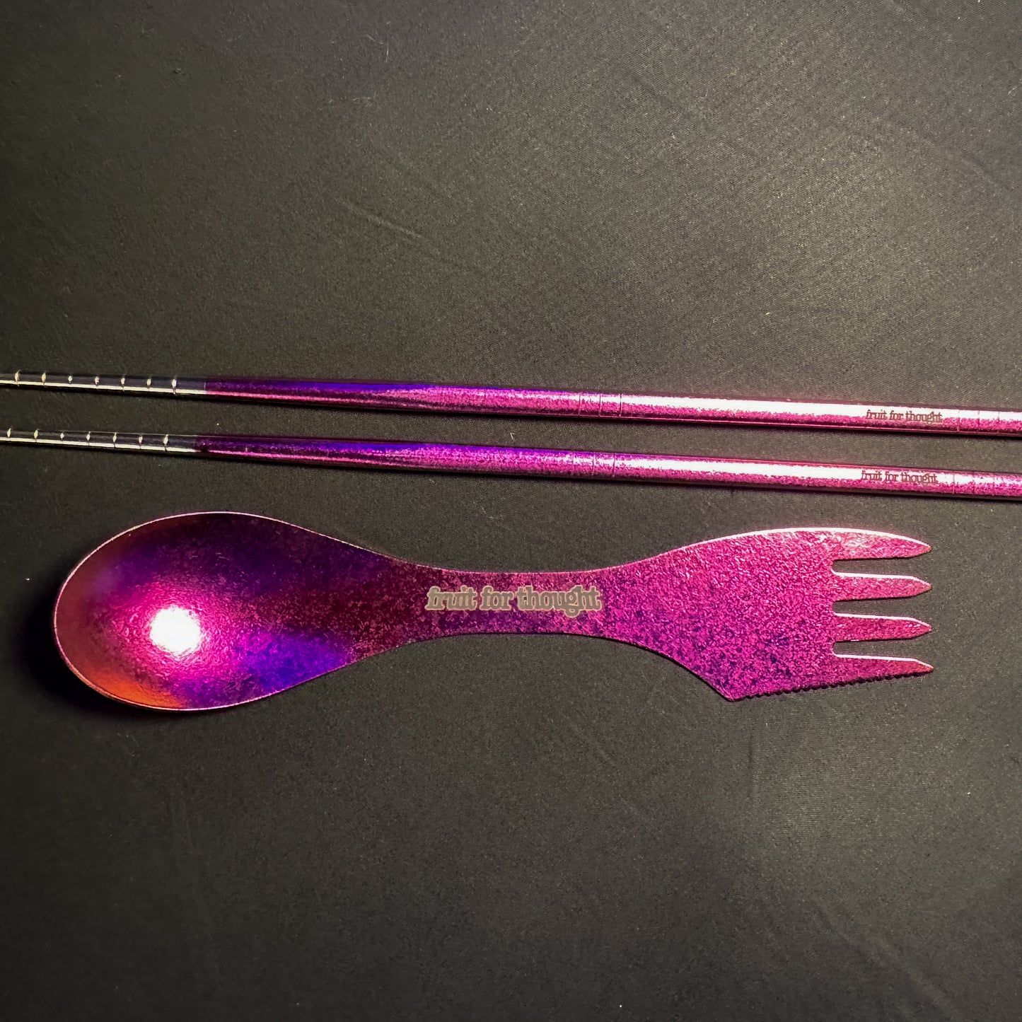 Pink "Fruit For Thought" Spork (with chopsticks)