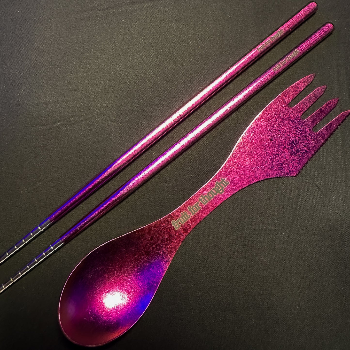 Pink "Fruit For Thought" Spork (with chopsticks)