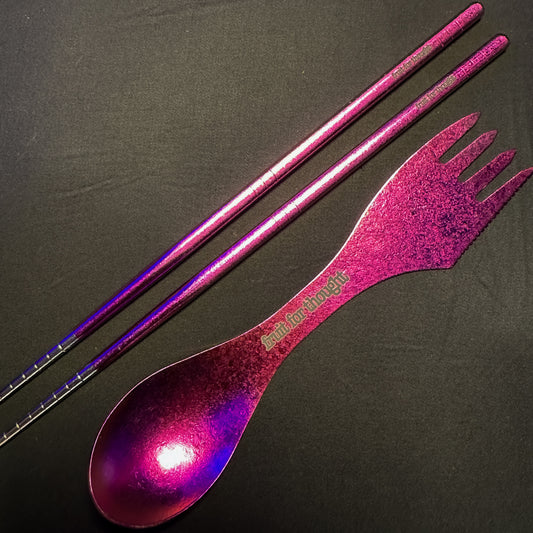 Pink "Fruit For Thought" Spork (with chopsticks)